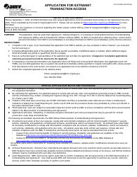 Form US532 E/ER Application for Extranet Transaction Access - Virginia