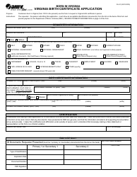 Form DL81 Virginia Birth Certificate Application - Virginia