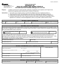 Document preview: Form VSA80 Affidavit of Sale of Levied and Seized Vehicle - Virginia