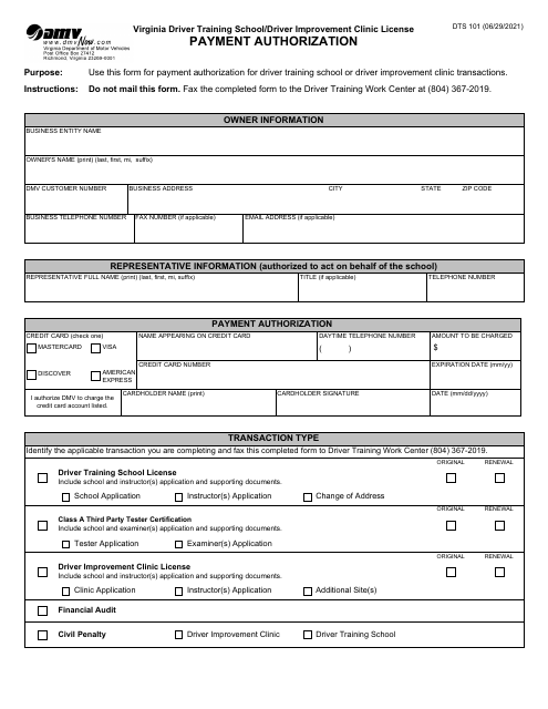 Form DTS101  Printable Pdf