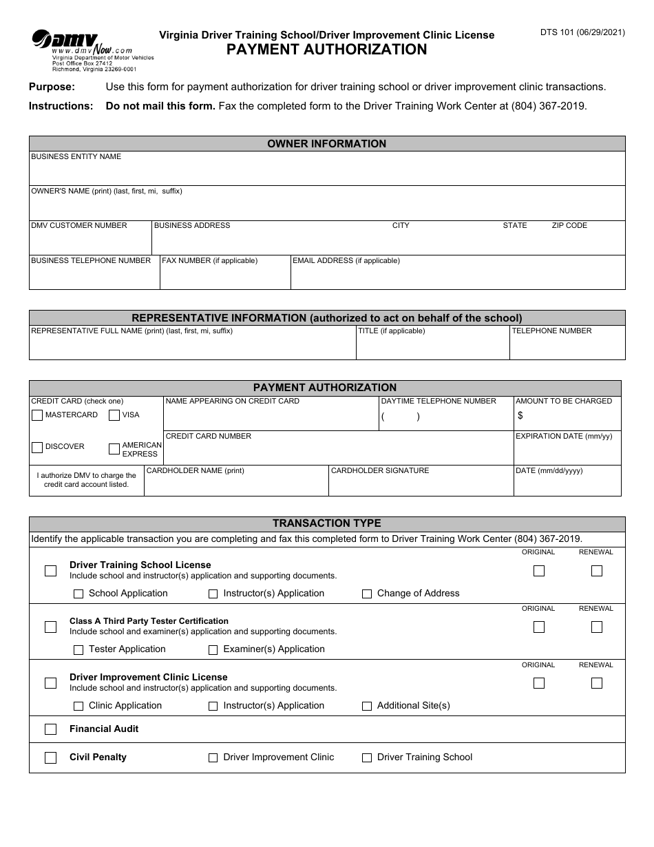 Form DTS101 - Fill Out, Sign Online and Download Fillable PDF, Virginia ...