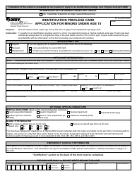 Document preview: Form DL23 Identification Privilege Card Application for Minors Under Age 15 - Virginia