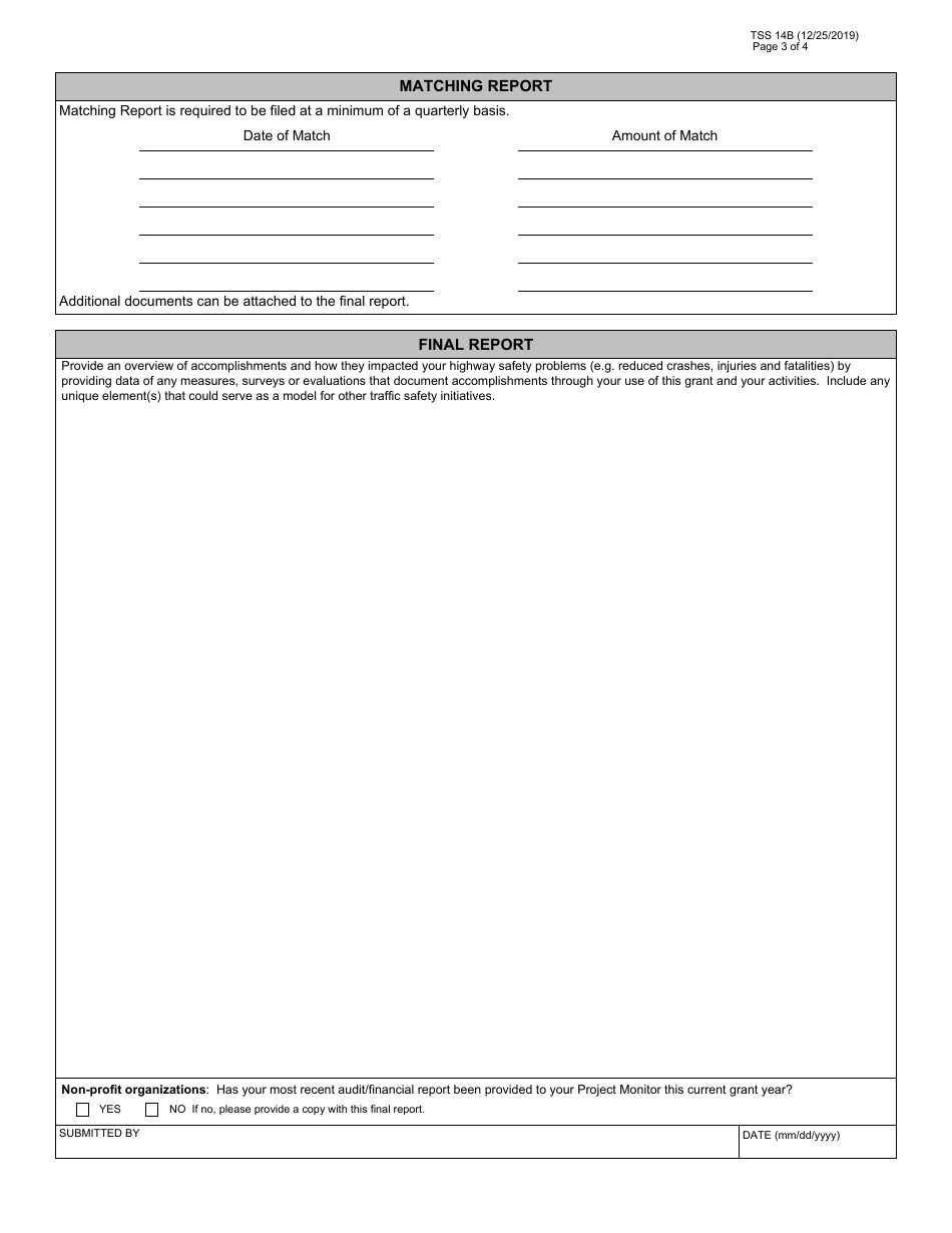 Form TSS14B Grantee Progress and Monitor Report for State Agencies and Non-profit Organizations - Virginia, Page 3