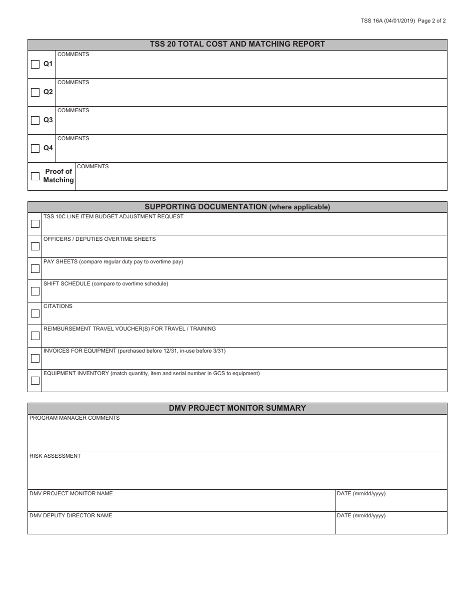 Form TSS16A Grant File Review / Site Visit for Law Enforcement - Virginia, Page 2