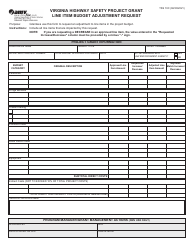 Document preview: Form TSS10C Virginia Highway Safety Project Grant Line Item Budget Adjustment Request - Virginia
