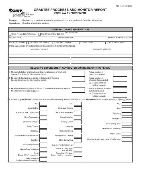 Form TSS14A  Printable Pdf