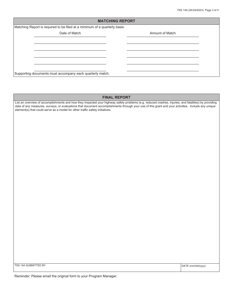 Form TSS14A Grantee Progress and Monitor Report for Law Enforcement - Virginia, Page 3