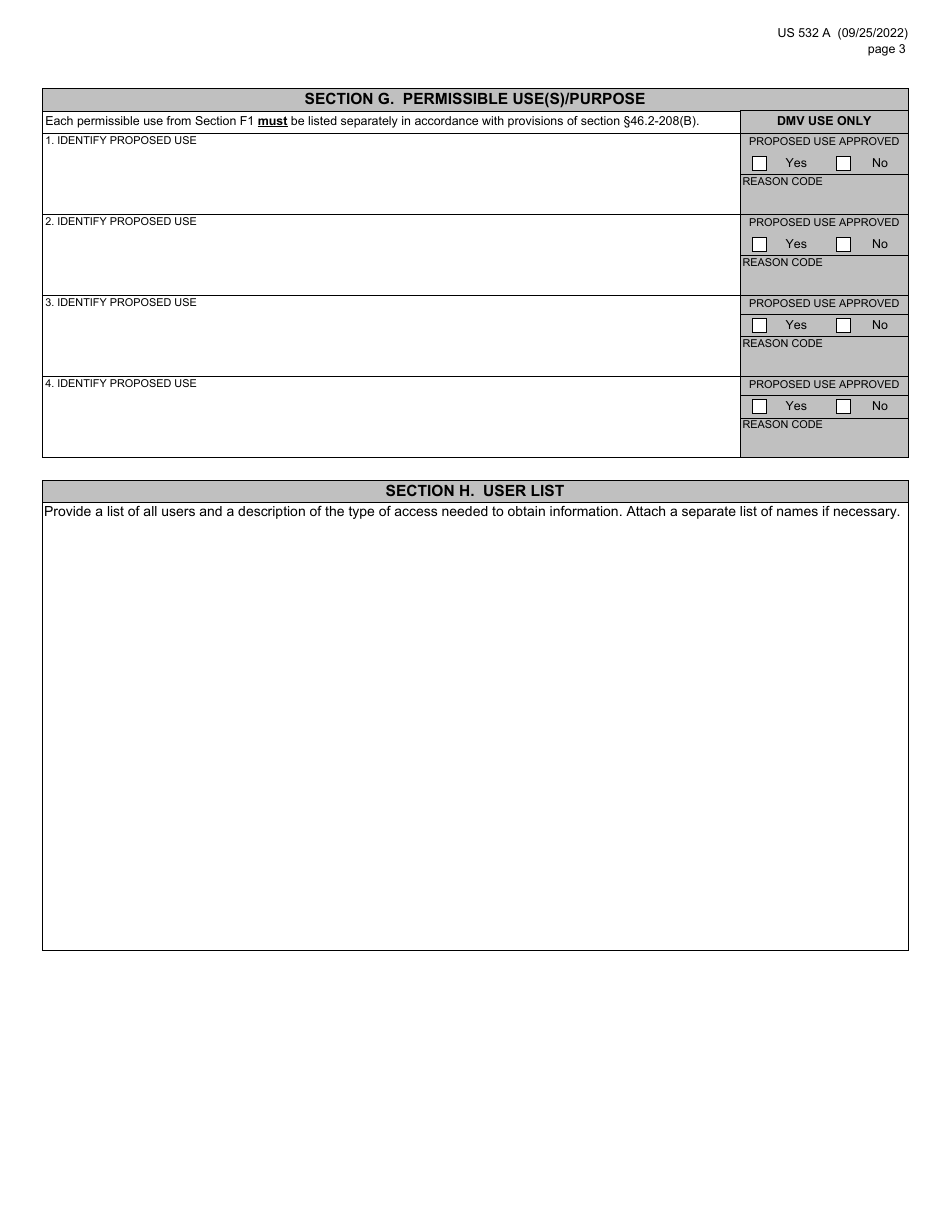Form US532 A Commercial Requester Information Use Application - Virginia, Page 4