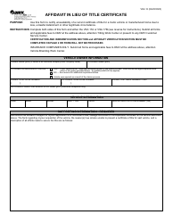 Document preview: Form VSA12 Affidavit in Lieu of Title Certificate - Virginia