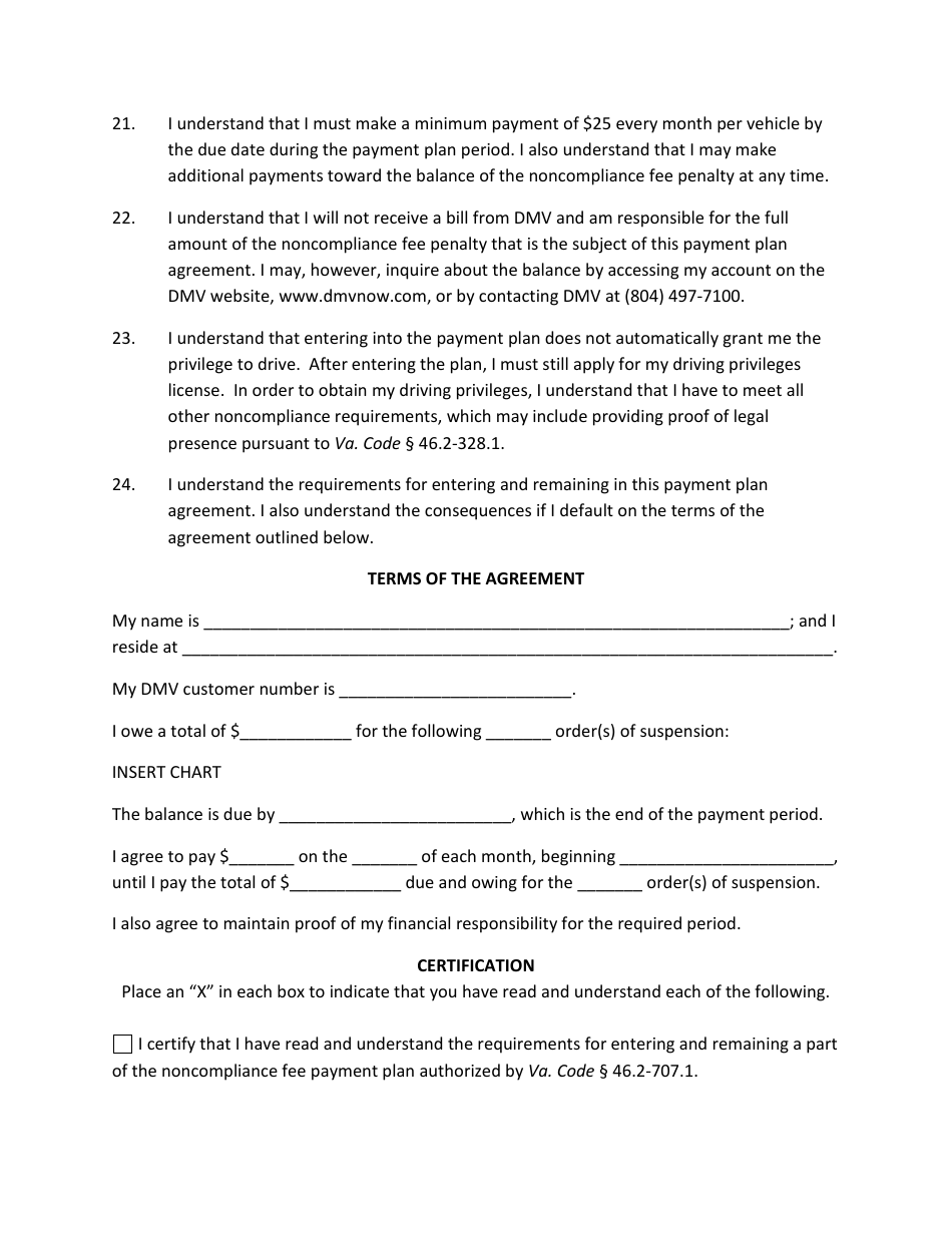 Payment Plan Program Agreement - Virginia, Page 3