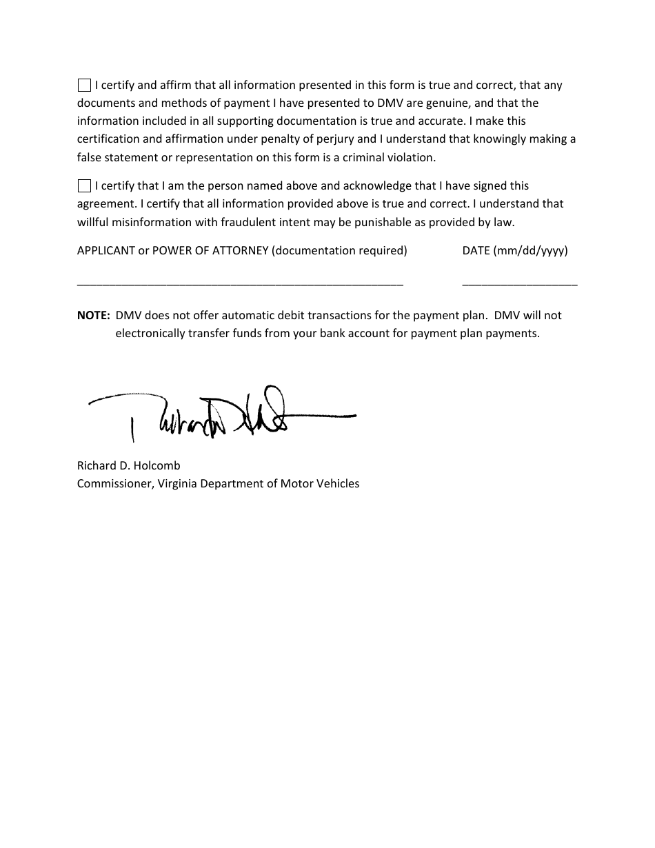 Payment Plan Program Agreement - Virginia, Page 4
