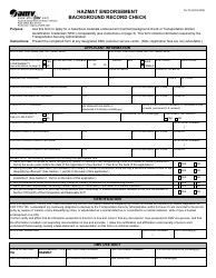 Form DL70 Hazmat Endorsement Background Record Check - Virginia