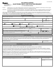 Document preview: Form DL80 Electronic Birth Certification Request - Not Born in Virginia - Virginia
