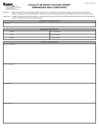 Form MP230 Locality Blanket Hauling Permit Dimensions and Conditions - Virginia