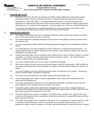 Form DIC550 Curriculum Vendor Agreement for Computer-Based Driving Improvement Training - Virginia