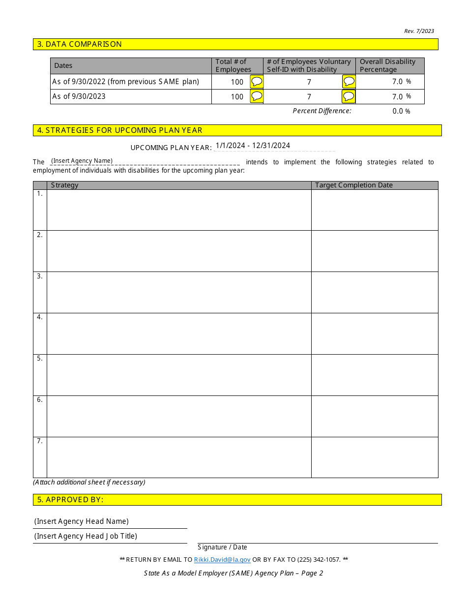 State as a Model Employer (Same) Agency Plan - Louisiana, Page 2