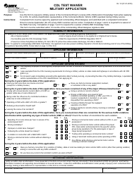 Form DL13 Cdl Test Waiver Military Application - Virginia