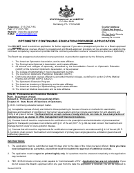 Document preview: Optometry Continuing Education Provider Application - Pennsylvania
