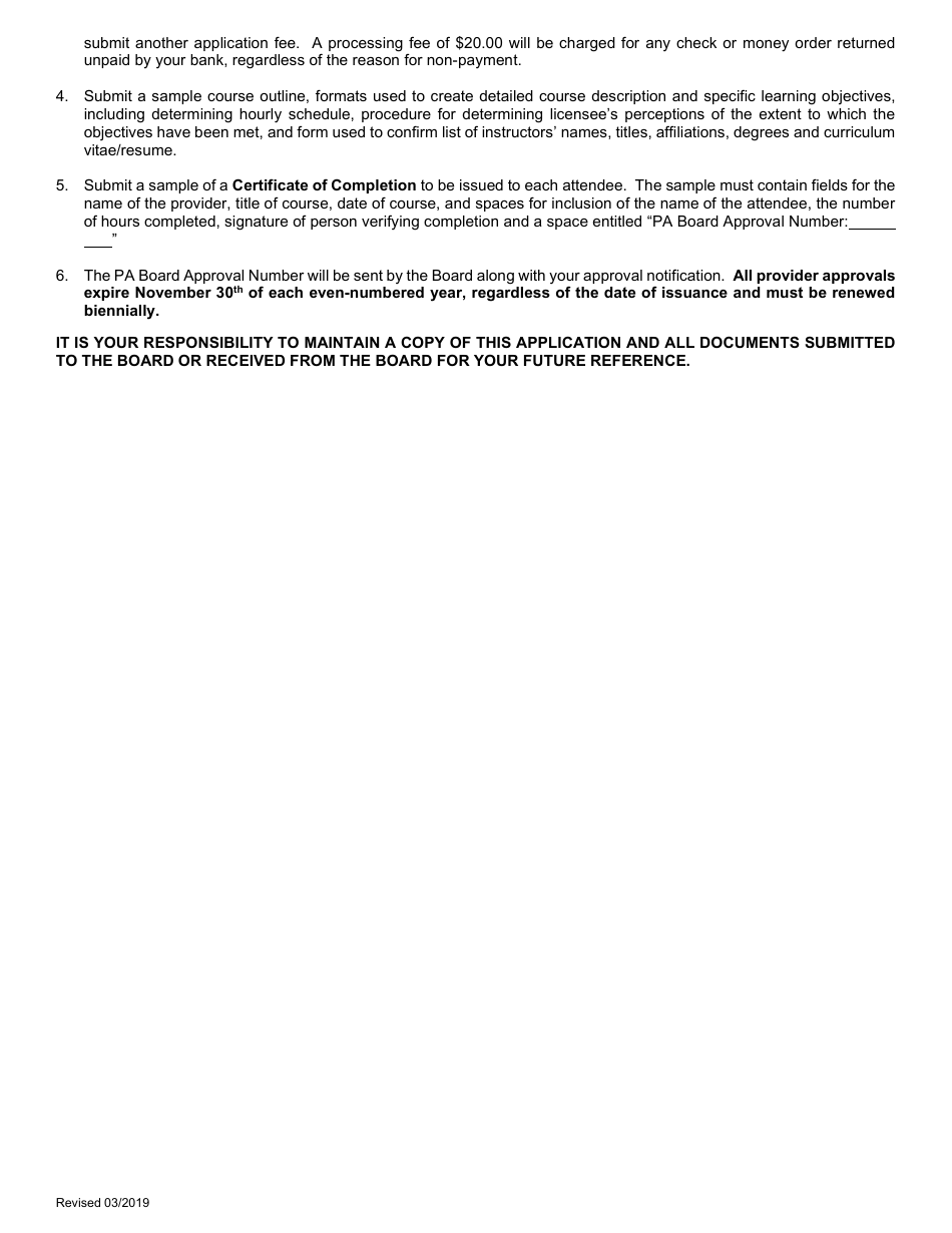 Optometry Continuing Education Provider Application - Pennsylvania, Page 2