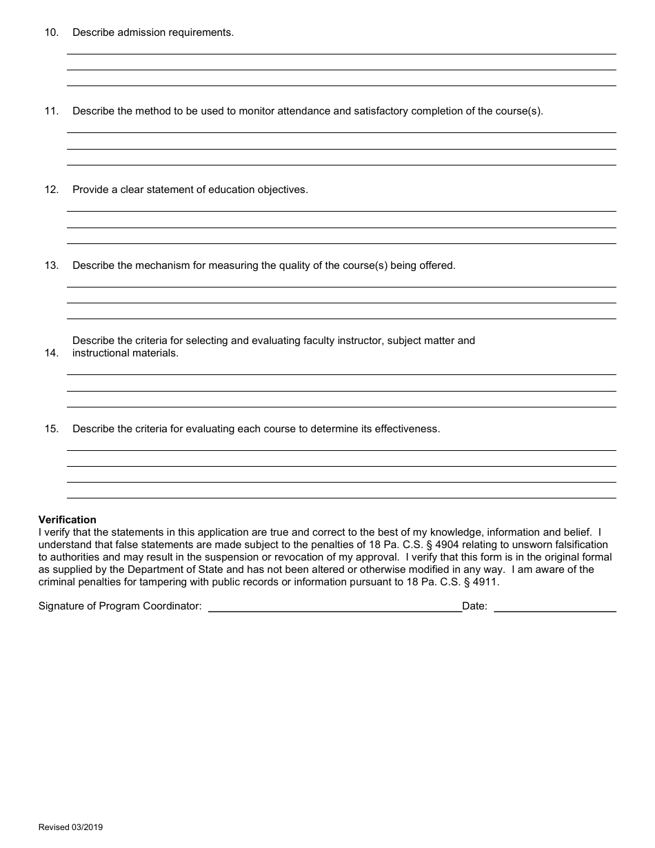 Optometry Continuing Education Provider Application - Pennsylvania, Page 4