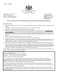 Application for Continuing Education Program Approval - Pennsylvania