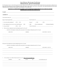 Document preview: Individual Questionnaire - City of Warren, Ohio