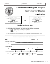 Instructor Certification Application - Alabama Dental Hygiene Program - Alabama