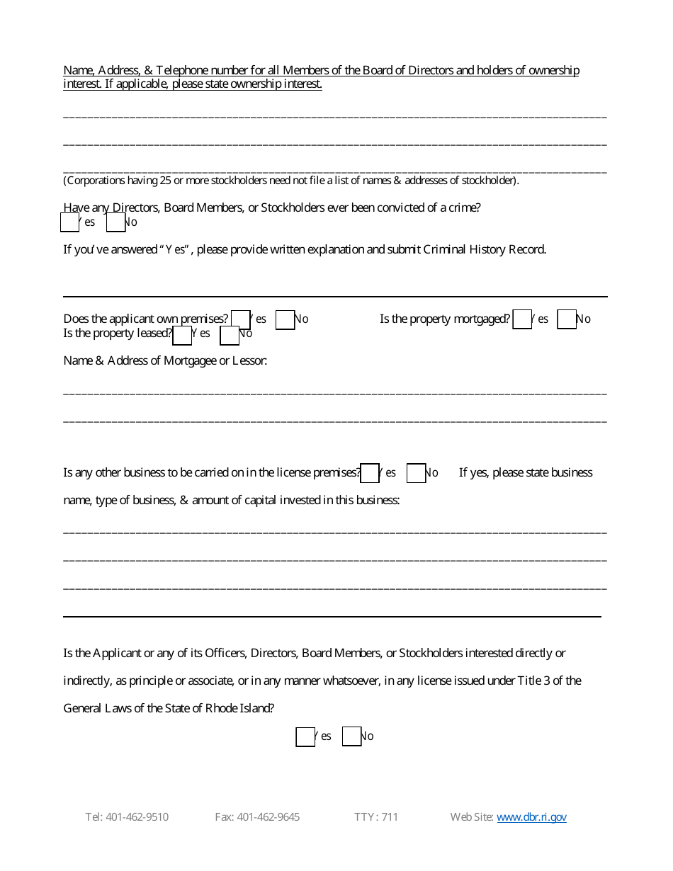 Renewal Application for Wholesale / Manufacturer License - Rhode Island, Page 3