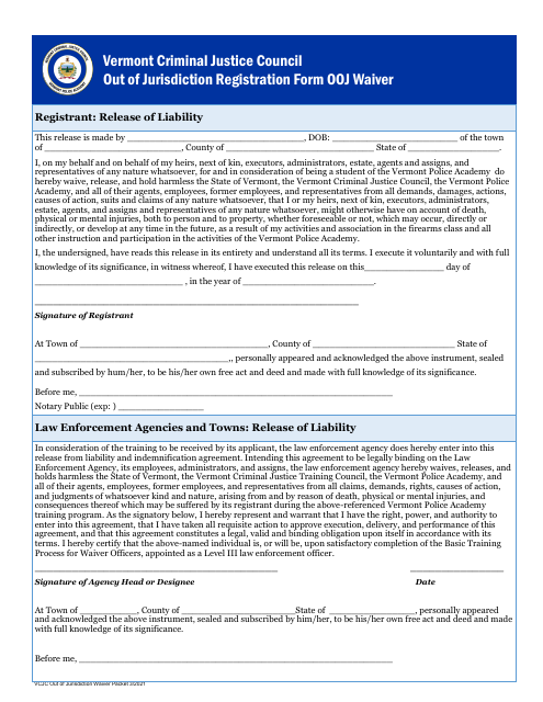 Statement of Completion for the Waiver Officer Certification Process - Vermont Download Pdf