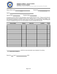 Document preview: Required Course Prescription Form for Waiver Officers - Vermont