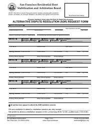 Form 551 Alternative Dispute Resolution (Adr) Request Form - City and County of San Francisco, California