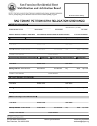 Form 1006 Rad Tenant Petition (Sfha Relocation Grievance) - City and County of San Francisco, California