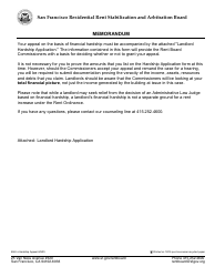 Document preview: Form 558 Landlord Hardship Appeal - City and County of San Francisco, California