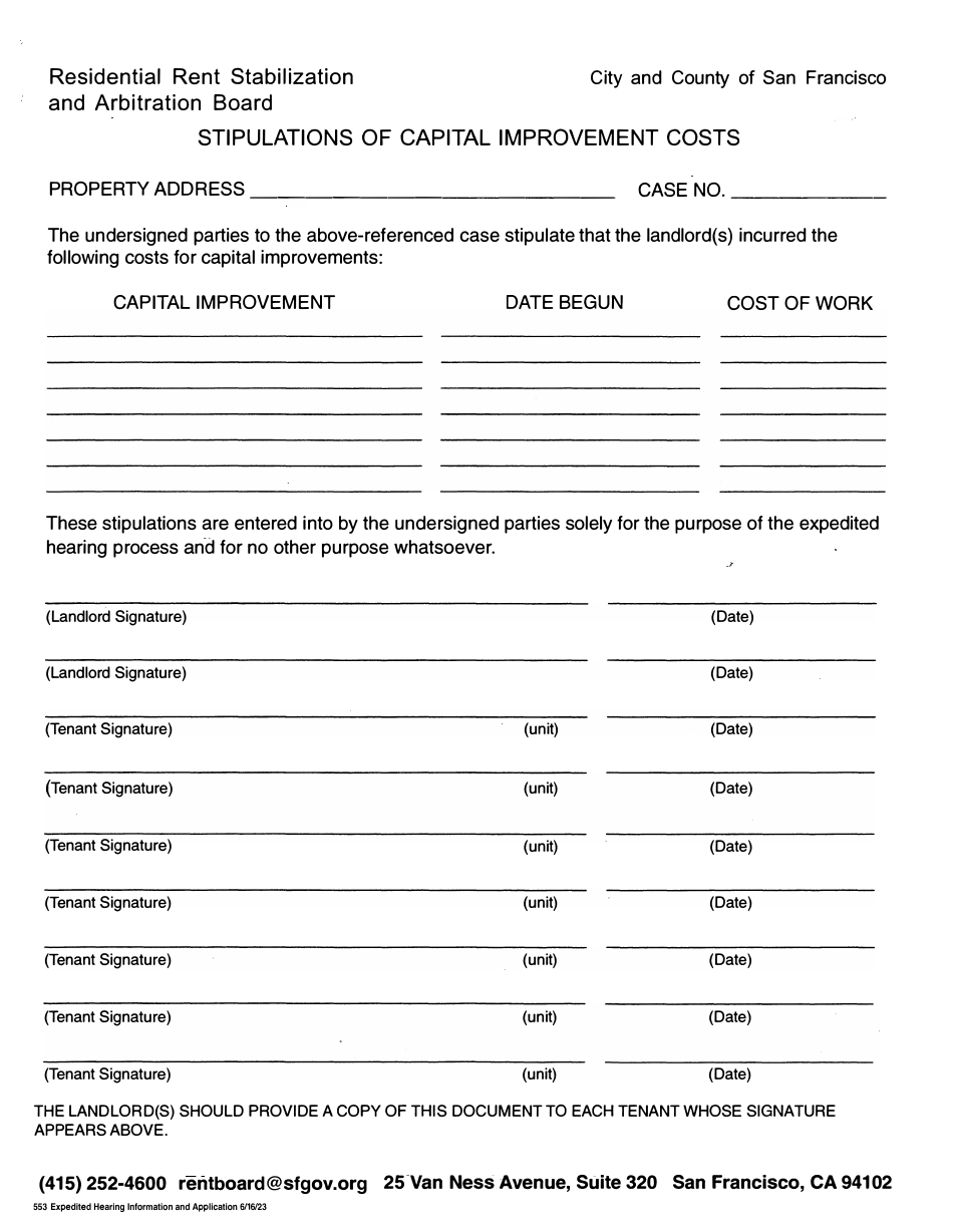 Form 553 Application for Expedited Hearing and Order - City and County of San Francisco, California, Page 4