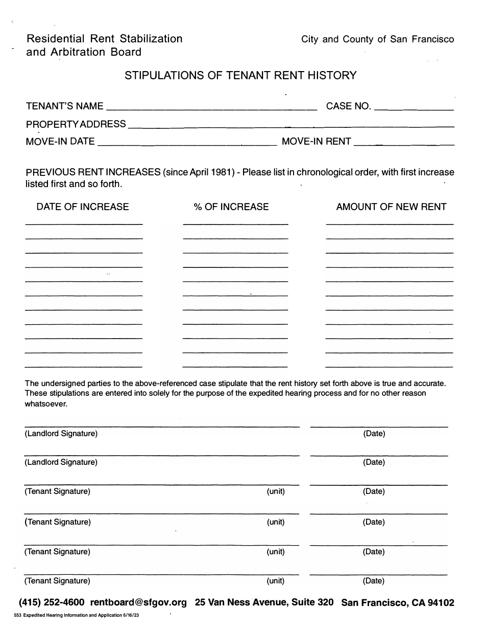 Form 553 Application for Expedited Hearing and Order - City and County of San Francisco, California, Page 5