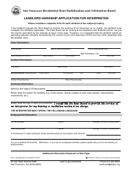 Form 594 Landlord Hardship Application for Interpreter - City and County of San Francisco, California