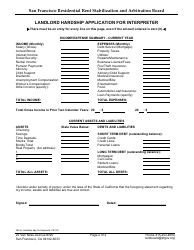 Form 594 Landlord Hardship Application for Interpreter - City and County of San Francisco, California, Page 2