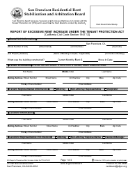 Form 525 Report of Excessive Rent Increase Under the Tenant Protection Act - City and County of San Francisco, California, Page 2