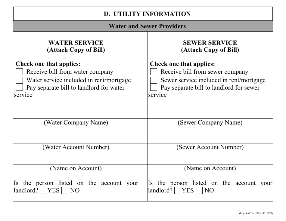Form 2824-EL LP Energy Assistance Program  Water and Sewer Assistance Program Application - Large Print - Nevada, Page 15