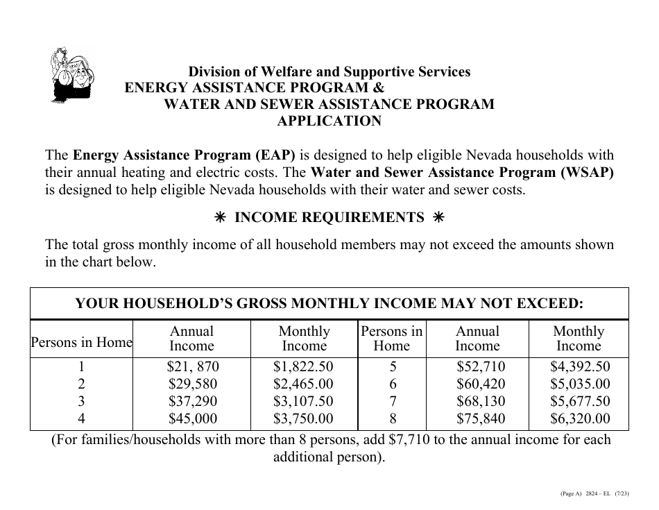 Form 2824-EL LP Energy Assistance Program  Water and Sewer Assistance Program Application - Large Print - Nevada, Page 4