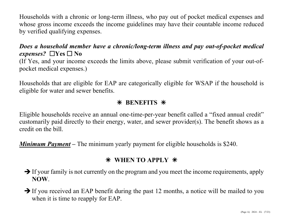 Form 2824-EL LP Energy Assistance Program  Water and Sewer Assistance Program Application - Large Print - Nevada, Page 5