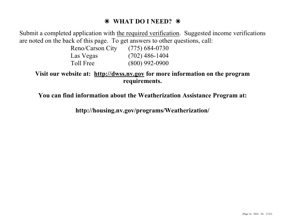 Form 2824-EL LP Energy Assistance Program  Water and Sewer Assistance Program Application - Large Print - Nevada, Page 6
