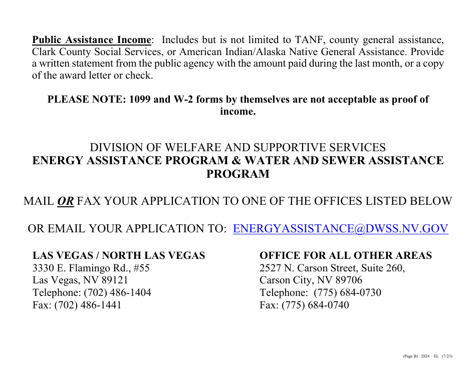 Form 2824-EL LP Energy Assistance Program  Water and Sewer Assistance Program Application - Large Print - Nevada, Page 9