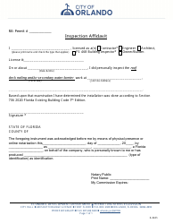 Document preview: Inspection Affidavit - City of Orlando, Florida