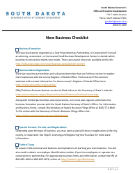 New Business Checklist - South Dakota
