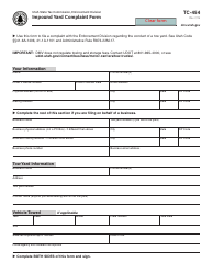 Document preview: Form TC-454 Impound Yard Complaint Form - Utah