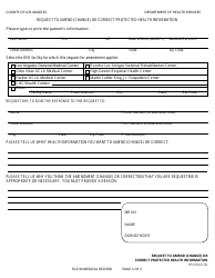 Document preview: Form HS1018 Request to Amend (Change) or Correct Protected Health Information - County of Los Angeles, California