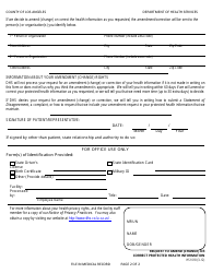 Form HS1018 Request to Amend (Change) or Correct Protected Health Information - County of Los Angeles, California, Page 2