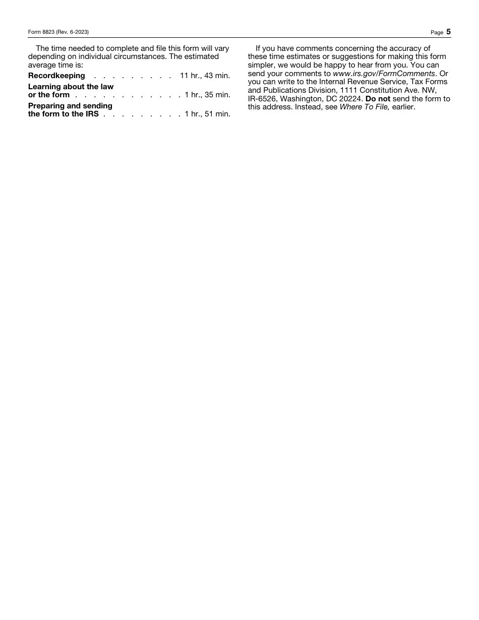 Instructions for IRS Form 8823 Low-Income Housing Credit Agencies Report of Noncompliance or Building Disposition, Page 5