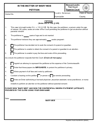 Document preview: Form SC012 Mary Moe Petition - Massachusetts
